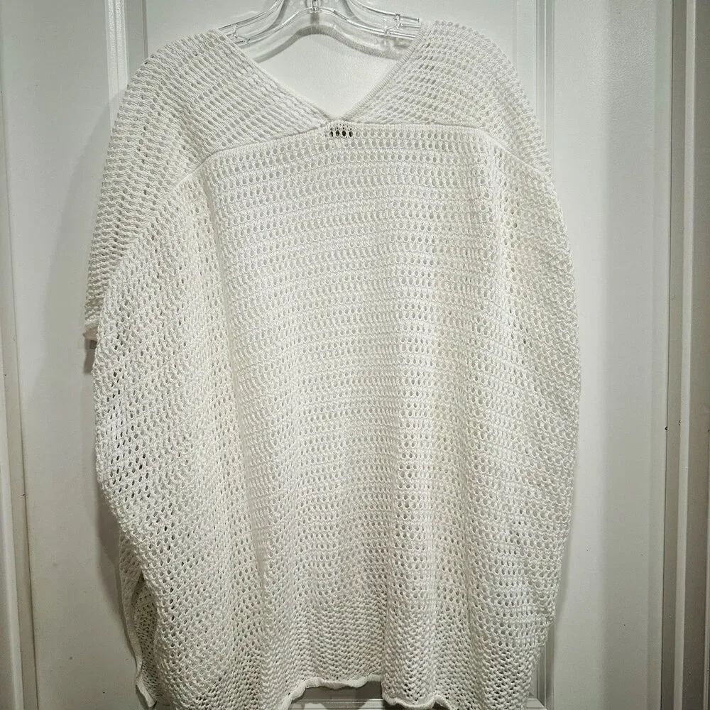 J. Crew Cardigan Sweater Women One Size White Crochet 100% Cotton Boho Festival